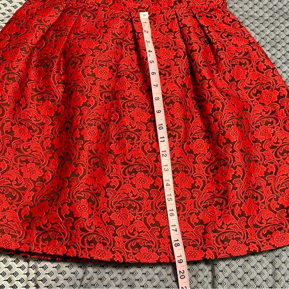 Pink Owl Fit & Flare Strapless Red Mini Party Dress - Picture 5 of 11